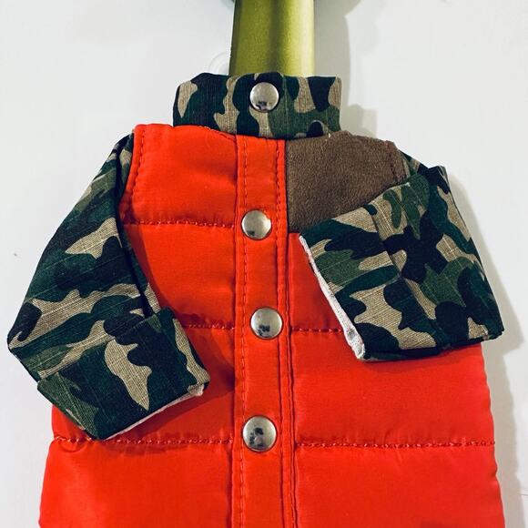 Food Network Wine Bottle Cover Camouflage Fishing Hunting Military Orange Coat - Picture 3 of 4